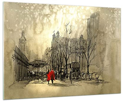Bilder auf Glas 100x70cm Glasbild Stadt Frau Geliebte Groß Wanddeko Bild im Glas Schlafzimmer Küche Deko Wandbilder Dekoration Wohnzimmer Modern Wall Decor Glasdruck Wand Kunstdruck Art GAA100x70-3190