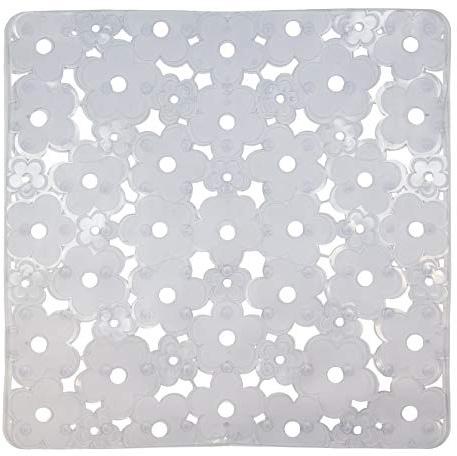ID matt 323230 Blumen Teppich Spülbeckenmatte PVC transparent 32 x 32 x 0,4 cm
