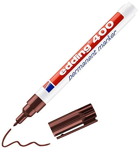 edding 400 permanent markör – brun – 1 penna – fin rund spets 1 mm – vattentät, snabbtorkande – torkbeständig – för kartong, plast, trä, metall, glas