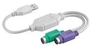 Alcasa USB A – 2 x PS/2 USB PS/2 adapterkabel – adapter för kabel (USB, PS/2 vit, 0,2 m, vit)