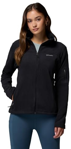 Columbia Women's Fast Trek Jacket, Full Zip Fleece Jacket, Black, Size L