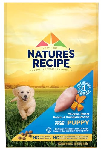 Nature's Recipe Grain Free Puppy Dry Dog Food, Chicken, Sweet Potato & Pumpkin Recipe, 12 lb. Bag