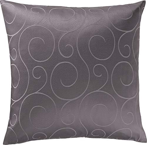 Erwin Müller Kissenhülle, Kissenbezug Oberhausen, Jacquard Ranken anthrazit Größe 50x50 cm - pflegeleicht, bügelleicht, mit praktischem Reißverschluss