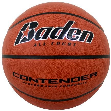 Baden Contender Official Basketball | Durable Indoor-Outdoor Basketball for Youth & Adults, Wide Channel, Natural Orange, 28.5-Inch