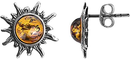 Ian and Valeri Co. Amber Sterling Silver Sun Stud Tiny Earrings