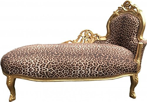 Casa Padrino Barock Chaiselongue King Leopard/Gold - Möbel Liege Recamiere