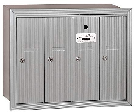 Salsbury Industries 3504ARU Recessed Mounted Vertical Mailbox with 4 Doors and USPS Access, Aluminum