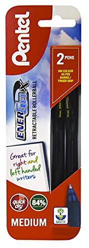 Pentel Energel-XBL107/2-A Retractable Gel Ink Roller Pen, 0.7 mm - Black (Pack of 2)