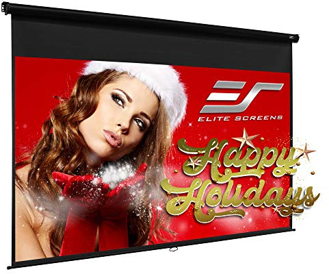 Elite Screens Manual B, 120-INCH 16:9, Manual Pull Down Projector Screen 4K / 8K Ultra HDR 3D Ready with Slow Retract Mechanism, 2-Year Warranty, M120H