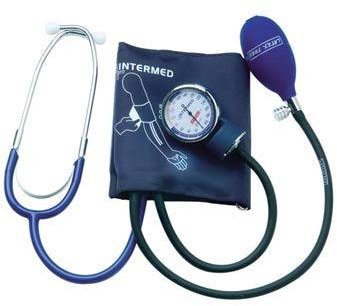 INTERMED - Sfigmomanometro ad aneroide per auto misurazione latex free con fonendoscopio incorporato