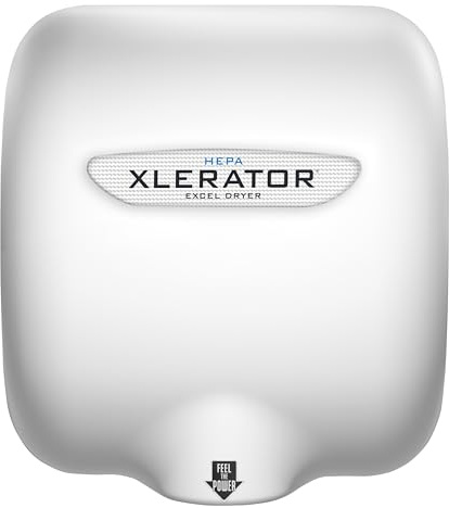 XLERATOR Hand Dryer with Electrostatic HEPA Filtration (eHEPA) with 1.1 Noise Reduction Nozzle for Government, Industrial and Commercial Restrooms, 12.2 Amps 110-120 Volts, XL-BW-H-1.1N-110V