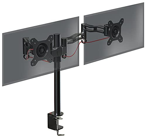 Duronic Dual Monitor Stand Arm PC Desk Mount Riser DM352BK Double Height Adjustable Twin Bracket 13-27 Inch LED LCD 8KG Computer Screens VESA 75 100