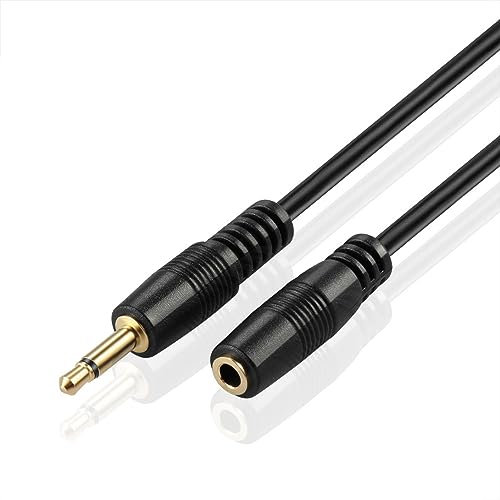 TNP Cable mini Jack a mini Jack de 3,5mm mono - 7,5 metros, Cable mini Jack TS mono para audio macho a hembra, Alargador Jack de extensión IR y del receptor del sensor infrarrojo, Negro, 7,5m