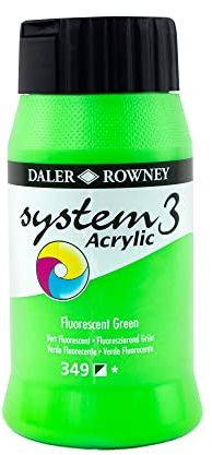 Daler-Rowney System3 Acrylic Paint, Plastic Pot, 16.91oz - 500 ml, Fluorescent Green