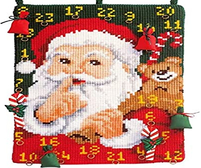 Vervaco Punto De Cruz Kit Calendario Adviento Navidad SHHH... Manualidades Adultos Decoracion Bordar Kit Principiantes Completo DIY Bordado Creativo Regalo ca. 40 x 53 cmCross Stitch Embroidery