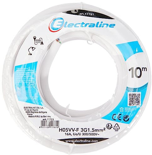 Electraline 11781 Couronne de Cable H05 VV-F 3G1,5 10M Blanc