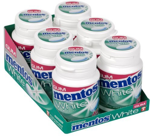 Spearmint Mentos White Sugar Free Chewing Gum - 40 Pieces Tub (Pack of 6)