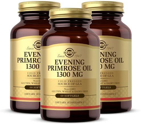 Solgar Evening Primrose Oil 1300 mg, 60 Softgels (Pack of 3) - Promotes Healthy Skin - Nutritional Support for Women - Non-GMO, Gluten Free, Dairy Free - 180 Total Servings