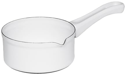 Riess, 0034-033, Babystielkasserolle 14 cm, CLASSIC- WEISS, Inhalt 0.75 Liter, Emaille, weiss, Induktion