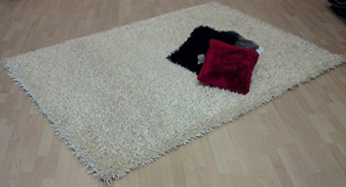 MB Warenhandel24 Exklusiver Hochflor Langflor Shaggy Teppich Deluxe Edition Polyester Creme 133x190 cm