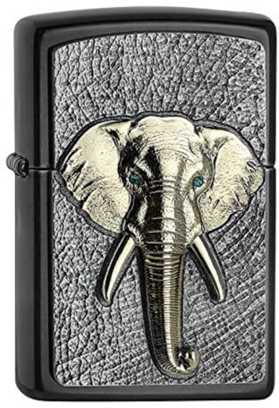 Zippo Sturmfeuerzeug - Elephant, Grey, Emblem - Nachfüllbar - Wiederverwendbar - Windfestes Design - Geschenkbox - Made in USA