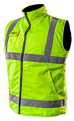 NEO TOOLS 2in1 Herren Profi Warnweste Gelb Wind und wasserdichte Gr. S-3XL | Winterweste, Fleeceweste, Sicherheitsweste Arbeitsweste, Funktionsweste Gr. XXL
