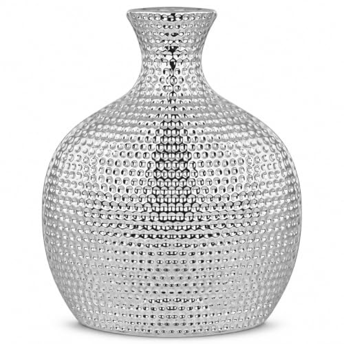 Torre & Tagus hamrad keramisk flaskvas, lång, silver
