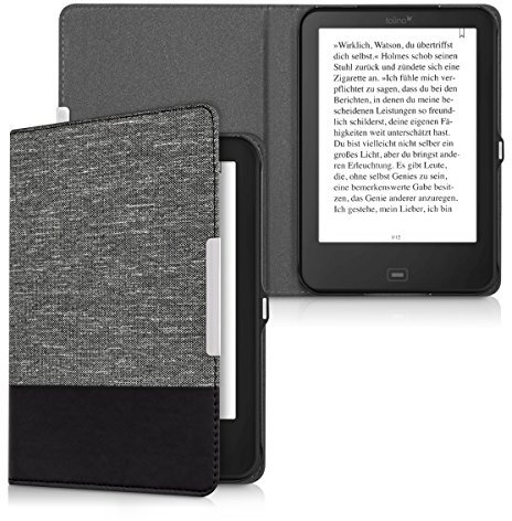 kwmobile Hülle kompatibel mit Tolino Shine 2 HD - Canvas eReader Schutzhülle Cover Case - Dunkelgrau Schwarz