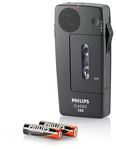 Philips LFH0388 Analoges Mini-Kassetten Diktiergerät 30 Mini-Kassette, Handschlaufe, anthrazit