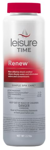 Leisure Time RENU2 Renew Non-Chlorine Shock Treatment, Non-Chlorine Oxidizer for Hot Tubs and Spas, Restores Water Clarity and Freshness, Gentle on Skin, 2.2 lbs