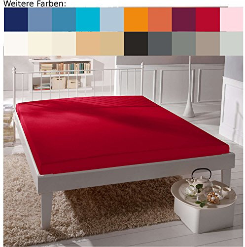fleuresse Comfort Spannbettlaken (96 % Baumwolle, 4 % Elasthan), mit Rumdumgummizug, Ökotex Standard 100, für Matratzen bis 26 cm Höhe, 140 - 160 x 200 - 220 cm, bordeaux-rot