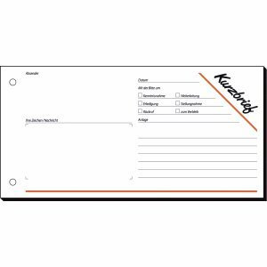 Sigel Formularbuch Kurzmitteilung 1/3 A4 VE=100 Blatt
