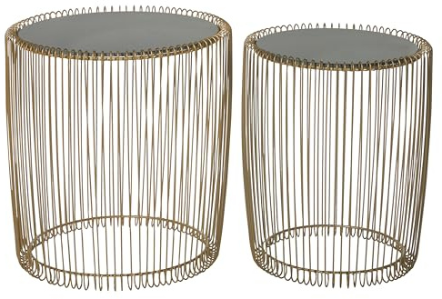Deco 79 Metal Side End Accent Table End Table with Shaded Glass Top, Set of 2 Side Table 17, 18H, Gold