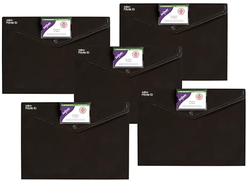 Snopake [100% Recycled] A4 Polyfile ID Popper Wallet with Press Stud Closure – Black [Pack of 5] Ref: 12491