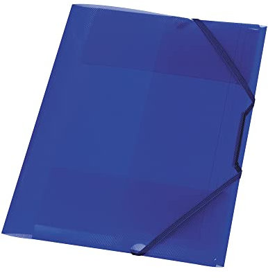 Herlitz 1948660 Gummizugmappe A4 mit 3 Einschlagklappen und 2 Gummizügen, PP, transluzent blau