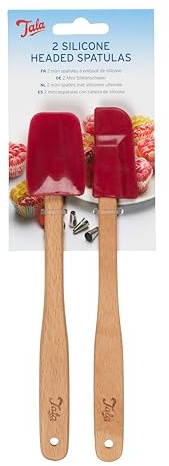 Tala Set of 2 Mini Silicone Spatulas with Wooden Handles, for Baking, Cooking, Spreading and Mixing, Kitchen Utensil, Non-Stick Friendly, Heat Resistant and Dishwasher Safe Heads
