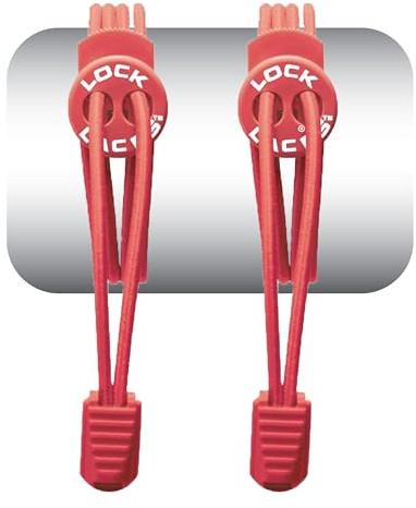 LOCK LACES (Elastic No Tie Shoelaces) (Red, 48-Inch)