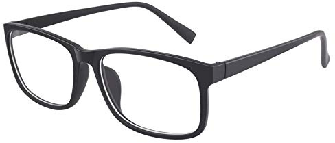 GQUEEN Fake Clear Glasses Non Prescription Glasses Eyeglasses Rectangular Frame Matte Black, 201512