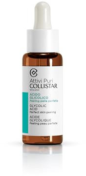 Collistar aktives, pures Glykolsäure-Serum, Gesichtstropfen mit Peeling-, Aufhellungs- und Zellerneuerungswirkung, für Mischhaut und fettige Haut, frei von Silikonen, Alkohol und Farbstoffen, 30 ml