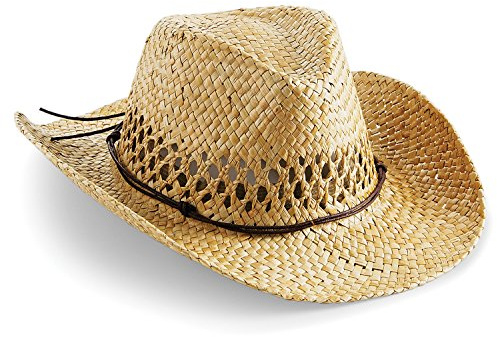 Beechfield Unisex Straw Cowboy Hat (One Size) (Natural)