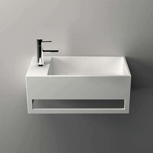 MONA G - Lave-mains rectangulaire suspendu - Design Elégant et Raffiné - Solide et Robuste - Entretien Facile - Blanc - 30 x 50 x 20 cm