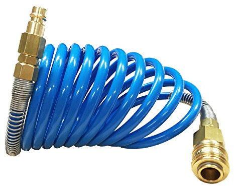 Druckluftschlauch Spiralschlauch 8x1 mit Stecknippel und Kupplung 2 Meter