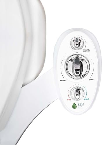 Zen Bidet Attachment for Toilet Warm Water - Dual Nozzle Warm Water Bidet Attachment with Self-Cleaning Nozzles and Ceramic Valves - 15 Minute DIY Installation with Picture Instructions