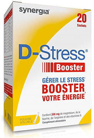 D-STRESS BOOSTER 20 sachets | Magnésium de 3ème Génération + Taurine + Arginine + Vitamines B | Booste l’Énergie Physique et Mentale | LABORATOIRE SYNERGIA