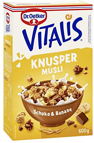 Dr. Oetker Vitalis Knuspermüsli Schoko-Banane: Knuspermüsli mit Vollmilchschokolade und Banane, 1er Packung, 600g