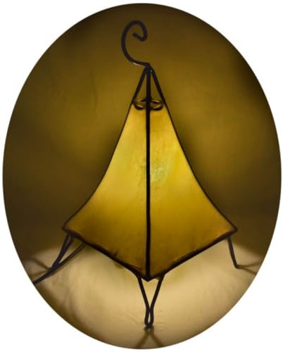 Simandra Orientalische Lampe Stehlampe marokkanische Hennalampe Lederlampe Tischleuchte Stehleuchte Orient Pyramide einfarbig 40 cm Color Gelb