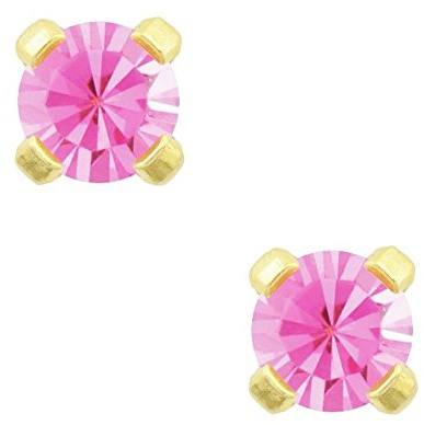 Studex Tiny Tips 3mm Pink Cubic Zirconia CZ Gold Plated Childrens Hypo-allergenic Stud Earrings