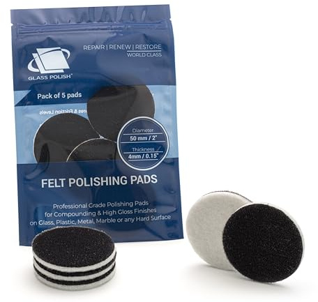 GLASS POLISH PRO Rayonfilt Polerrondeller 50 mm (2) 5-pack | För ceriumoxidpolering av glas, repborttagning, plast- och strålkastarrenovering, metall och klarlack