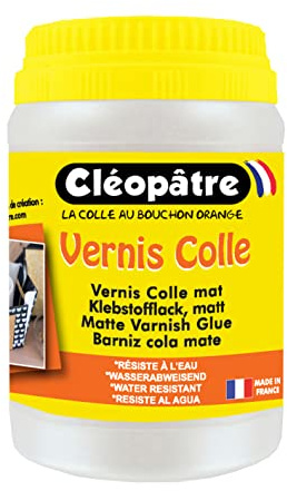 CLEOPATRE- Vernis Colle Transparent effet Mat - Séchage rapide - Sans solvant - Pot 250 g