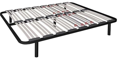 Miroytengo Somier 135x180 cm Multiláminas con Reguladores Lumbares, Firmeza Adaptable, Tubo 40x30 mm y Laminas de Haya Natural (con 5 Patas)